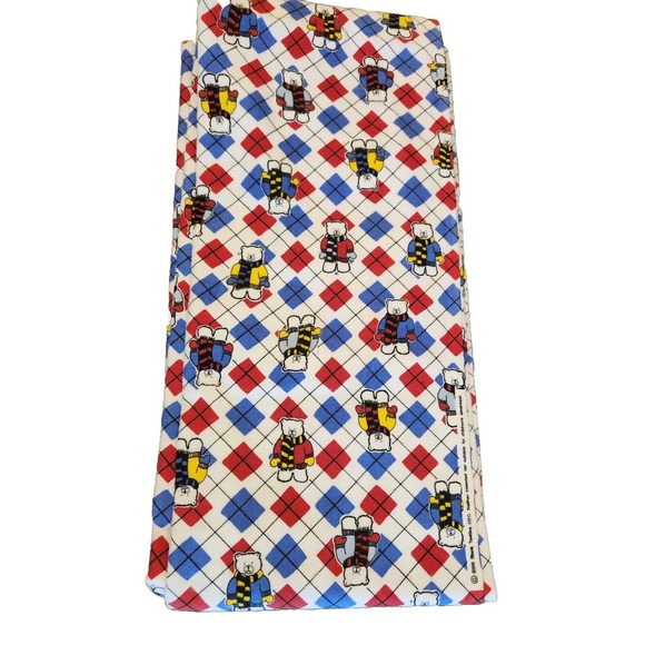 VTG 2000 Retired Juvenile Novelty Teddy Bears Fabric 96"x45" Primary Colors - Picture 2 of 4